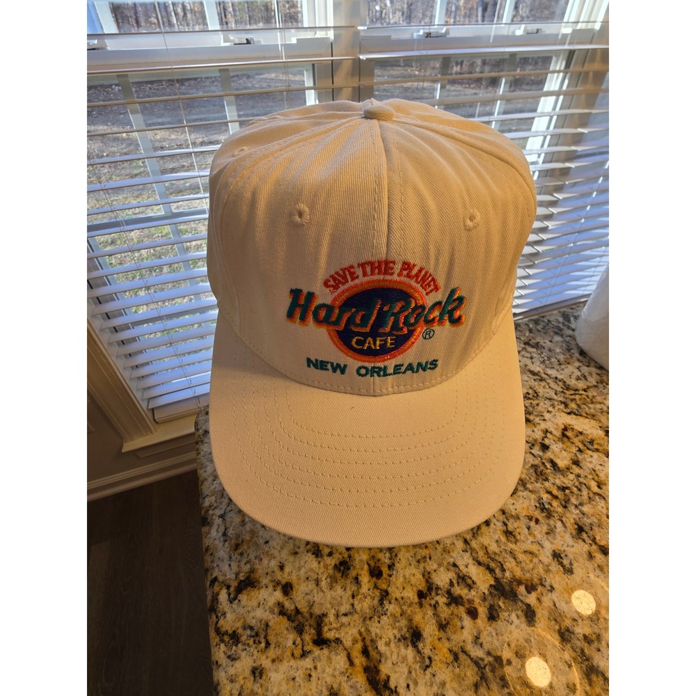 Vintage Hard Rock Cafe New Orleans Snapback Hat White Save The Planet Mens‎ Cap